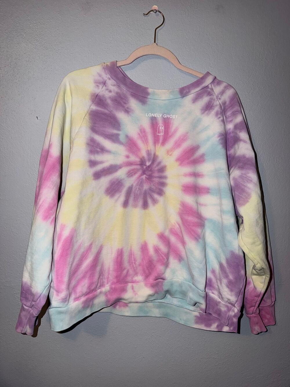 Lonely Ghost Text Me When You Get Home Heavyweight Crewneck Tie Dye